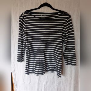 VILA Black and White Striped Long Sleeve Top